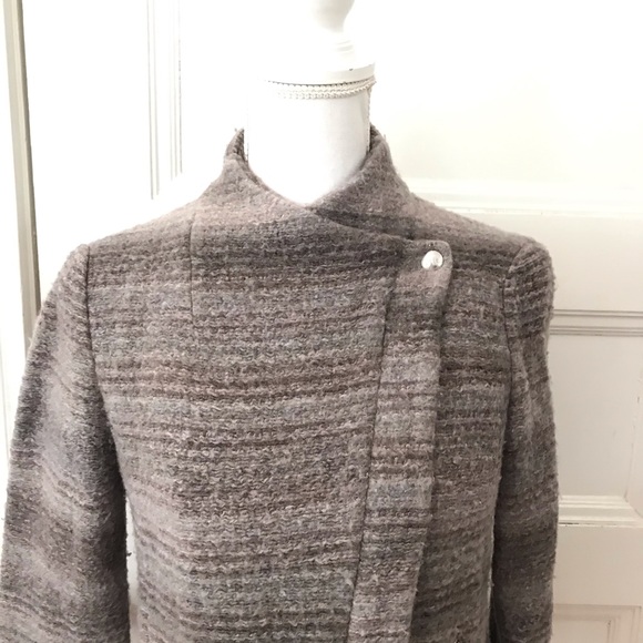 Joie Kawenza Brown Striped Moto Jacket Wool Blend Full Zip - Picture 3 of 6